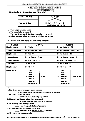 Chuyên đề Passive voice (Thể bị động) - Lý Thanh Tài